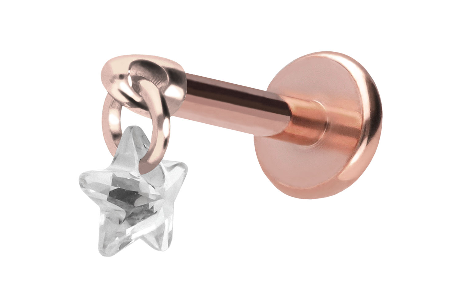 Titan Labret Piercing mit Push Fit KRISTALLSTERN